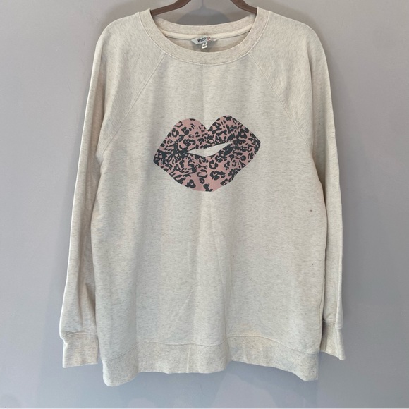 WILDFOX Baggy Beach Jumper Animal Print Lips Oversized Sweatshirt Medium - Picture 3 of 7